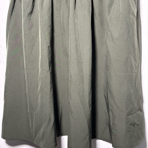 Olive Army Green V-Neck Flutter‎ Sleeve Ruched Waist A-Line Mini Dress small - Picture 5 of 15